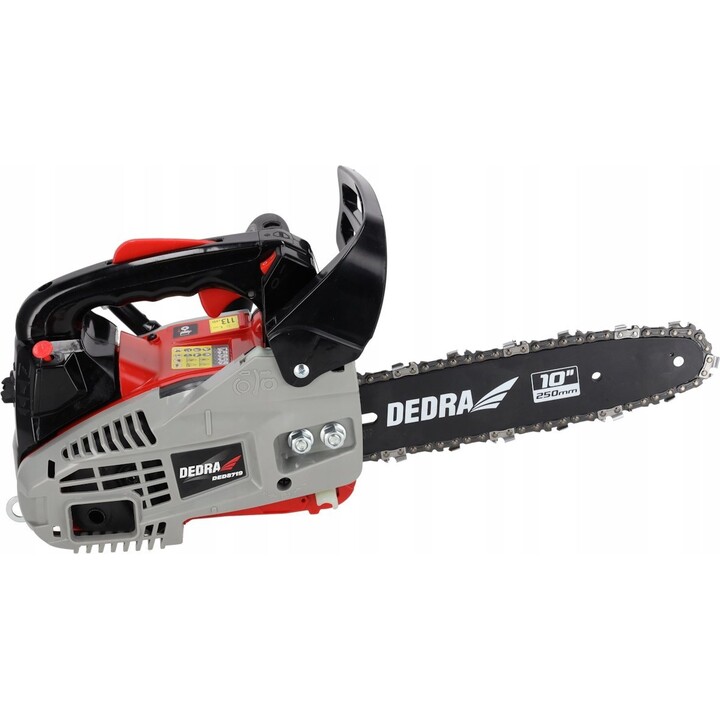 DEDRA DED8719 Motosega a benzina da 25 cm e 1,0 kW per potatura professionale, nero/rosso
