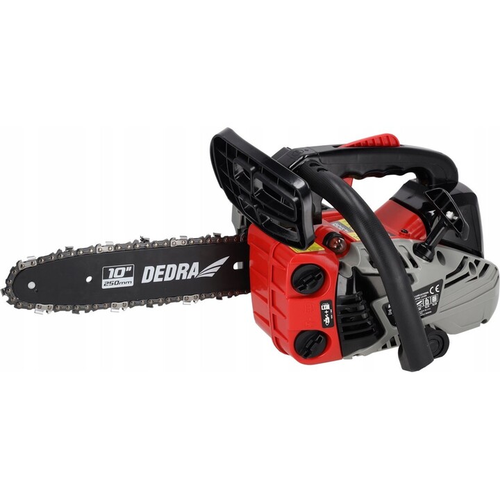 DEDRA DED8719 Motosega a benzina da 25 cm e 1,0 kW per potatura professionale, nero/rosso