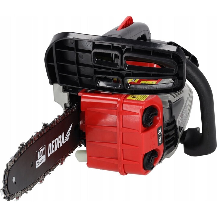 DEDRA DED8719 Motosega a benzina da 25 cm e 1,0 kW per potatura professionale, nero/rosso