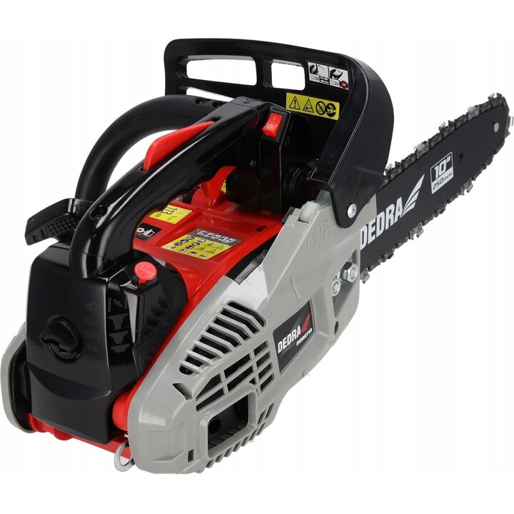 DEDRA DED8719 Motosega a benzina da 25 cm e 1,0 kW per potatura professionale, nero/rosso
