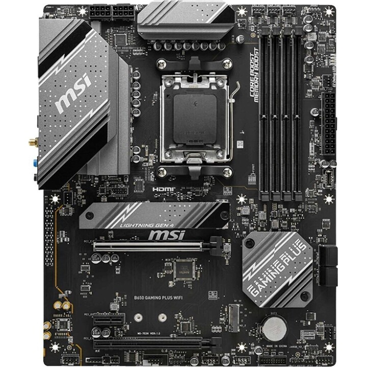 Placa Mãe MSI B650 Gaming Plus Wifi, AMD, AM5, B650, 4DDR5, 192GB, HDMI+DP, 4SATA3+2M.2, 2.5GBE+Wifi6e+BT5.3, 11USB3.2, ATX Pret