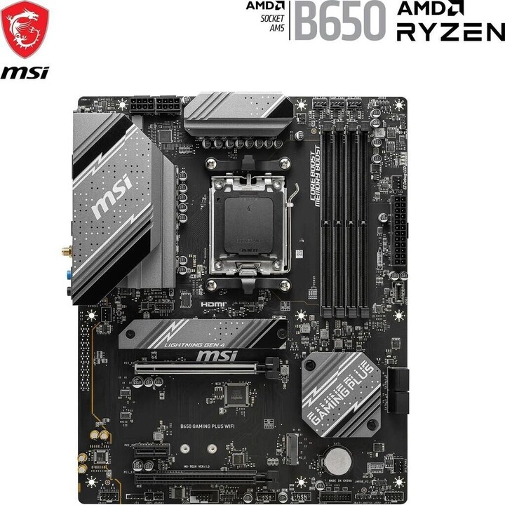 Placa Mãe MSI B650 Gaming Plus Wifi, AMD, AM5, B650, 4DDR5, 192GB, HDMI+DP, 4SATA3+2M.2, 2.5GBE+Wifi6e+BT5.3, 11USB3.2, ATX Pret