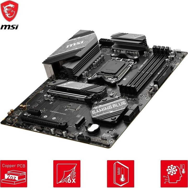 MSI B650 Gaming Plus Wifi Mainboard, AMD, AM5, B650, 4DDR5, 192 GB, HDMI+DP, 4SATA3+2M.2, 2,5 GBE+Wifi6e+BT5.3, 11USB3.2, ATX Sc