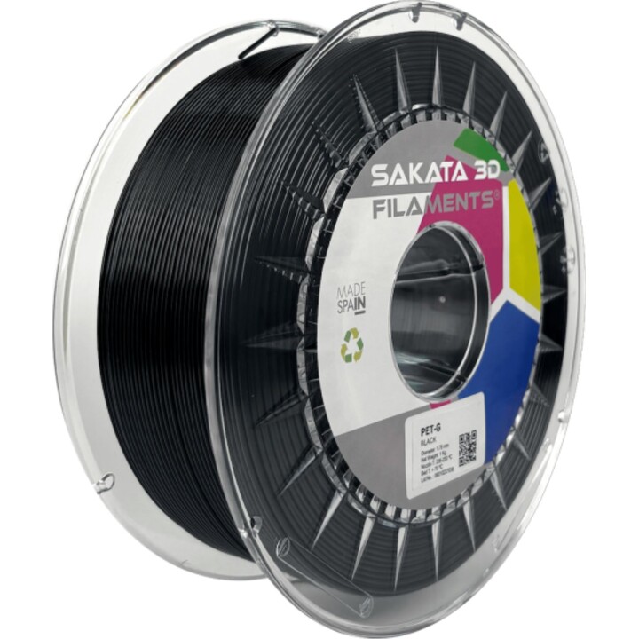 Sakata 3D Bobina filamento PETG 1,75 mm 1 kg Nero