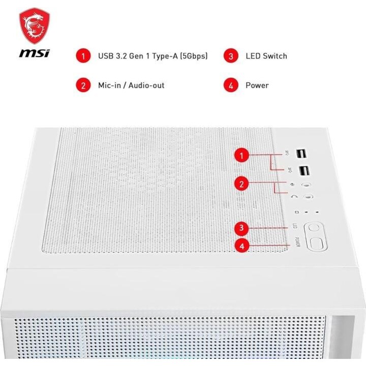 MSI Mag Forge 320R AirFlow Micro Tower Bianco