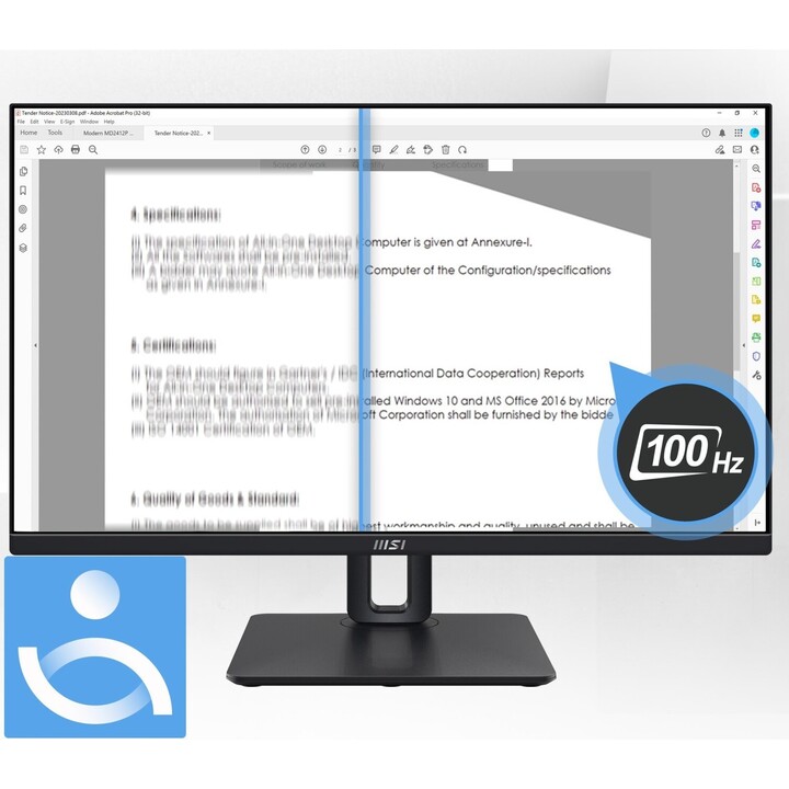 MSI PRO MP245PG 60 cm (24 Zoll) IPS FHD HDMI/DP 4 ms 100 Hz Pivot
