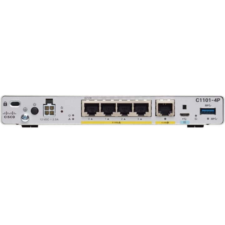Cisco C1117-4P ISR 1100: 4-Port DSL/GE WAN Router, PoE LAN Ports, Gigabit Ethernet