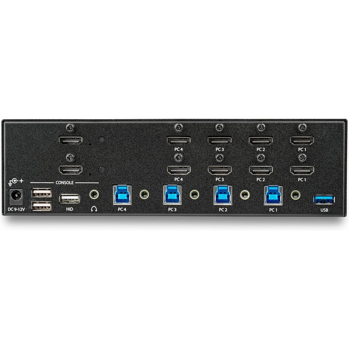 StarTech P4DD46A2-KVM-SWITCH: KVM DisplayPort duplo 4K60Hz de 4 portas, hubs USB 5Gbps, compatível com TAA