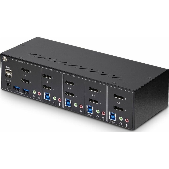 StarTech P4DD46A2-KVM-SWITCH: KVM DisplayPort duplo 4K60Hz de 4 portas, hubs USB 5Gbps, compatível com TAA