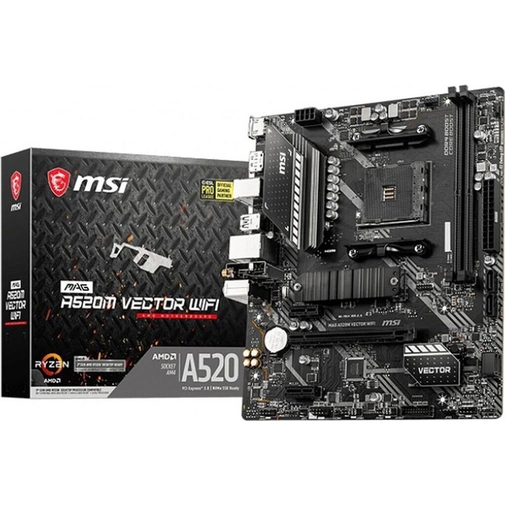 Placa-mãe MSI MAG A520M VECTOR WIFI AMD A520 Socket AM4 Micro ATX