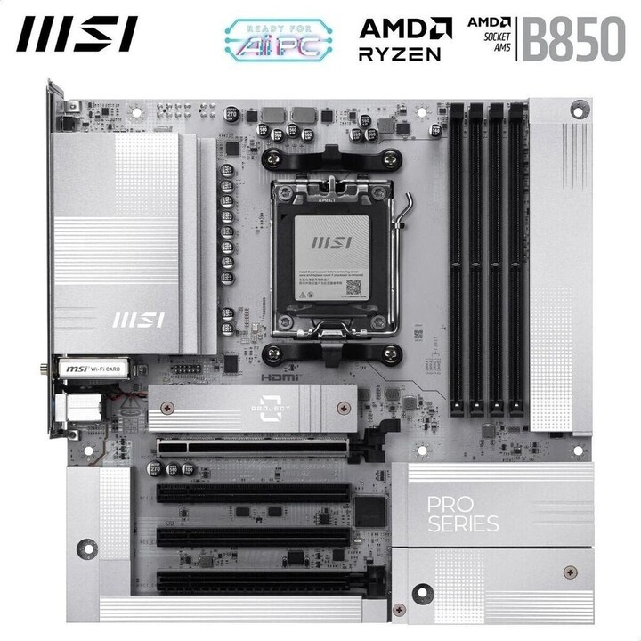 Msi Pro B850m-a Wifi Pz board,amd,am5,b850,4ddr5,256gb,1hdmi+1dp,4sata3+2m.2,5g Lan,6usb3.2,matx