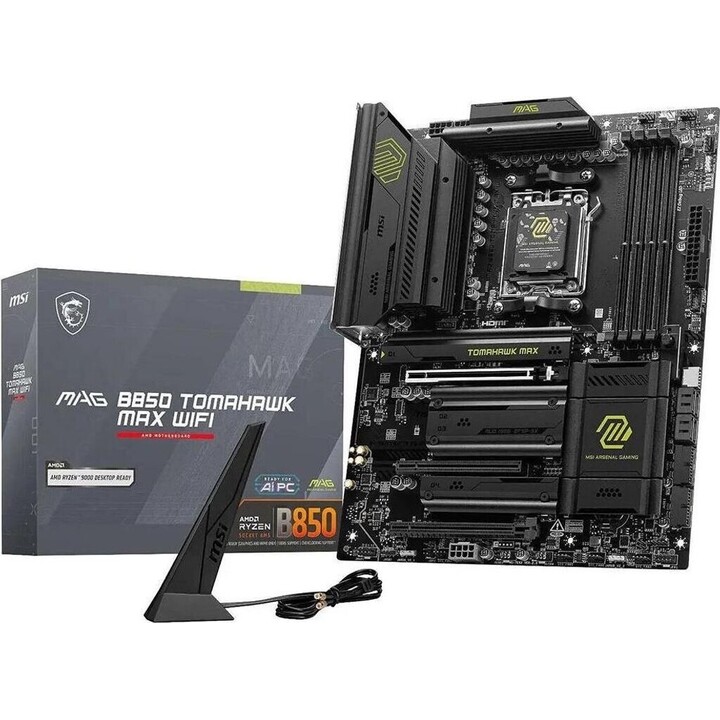 MSI MAG B850 Tomahawk Wifi Mainboard, AMD, AM5, B850, 4 DDR5, 256 GB, 1 HDMI, 4 SATA 3 + 2 M.2, 5 GB LAN + WLAN 7 + Bluetooth 5.