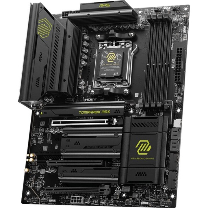 MSI MAG B850 Tomahawk Wifi Mainboard, AMD, AM5, B850, 4 DDR5, 256 GB, 1 HDMI, 4 SATA 3 + 2 M.2, 5 GB LAN + WLAN 7 + Bluetooth 5.
