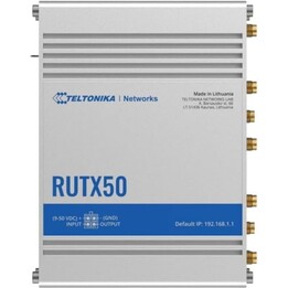 Teltonika RUTX50: Router Industrial 5G, 3.3Gbps Dual SIM, 5x Gigabit Ethernet, WiFi 5 de Banda Dupla, GNSS, Auto-Failover