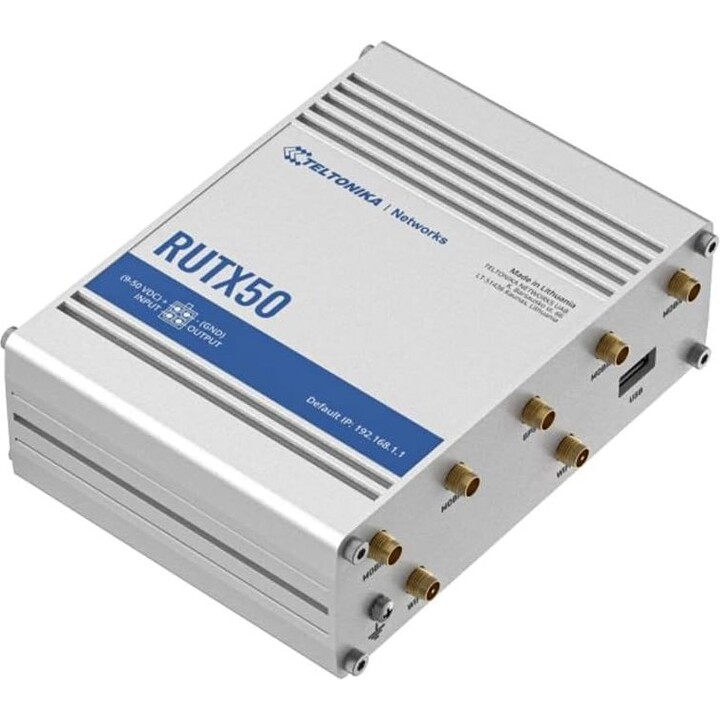 Teltonika RUTX50: 5G Industrie-Router, 3.3Gbps Dual SIM, 5x Gigabit Ethernet, Dual-Band WiFi 5, GNSS, Auto-Failover