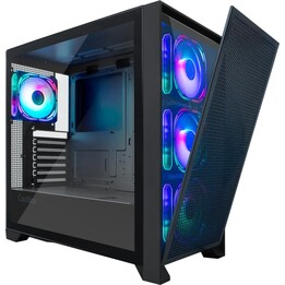 Coolbox GE-2000 Dualview ATX Gaming Tower Custodia per PC, nera, con indicatori LED