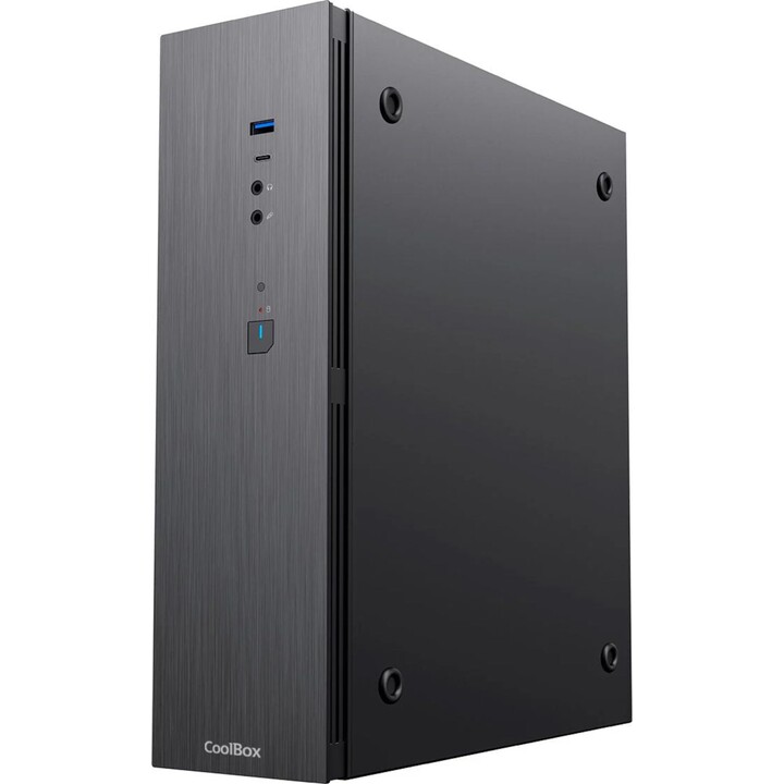Coolbox T370 Slim Micro ATX Case, Black, LED Indicators, Cable Management