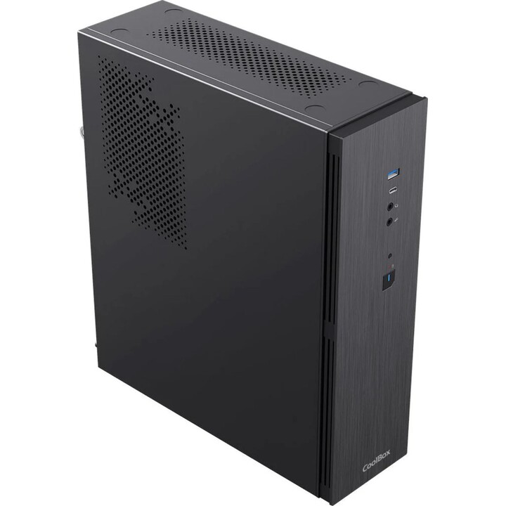 Coolbox T370 Slim Micro ATX Case, Black, LED Indicators, Cable Management