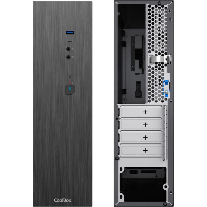 Custodia sottile micro ATX per Coolbox T370, nera, indicatori LED, gestione cavi