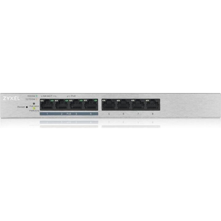 Zyxel GS1200-8HP v2 Géré Gigabit Ethernet (10/100/1000) Connexion Ethernet, supportant l'alimentation via ce port (PoE) Gris