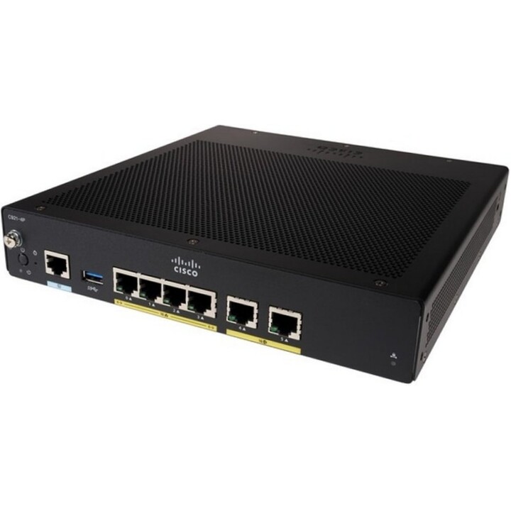 Cisco C921-4P: 900 Series ISR Gigabit Ethernet Router, 4x GE LAN Switch + 2x WAN GE Ports, 150Mbps VPN Durchsatz, Firewall, komp