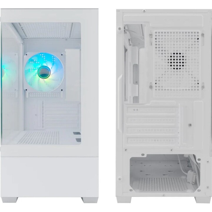 Coolbox GM200 Vision Lite Matx Argb Gaming PC Case com vidro temperado, branco