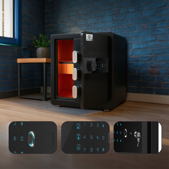 Cofre eletrónico Extralink Lockstar com código e impressão digital X-45X