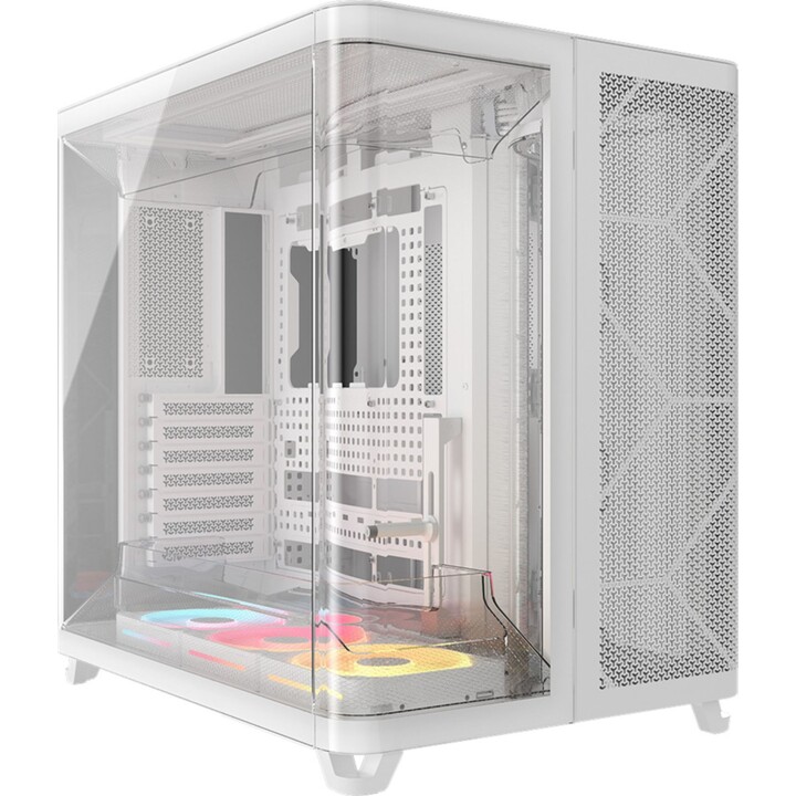 Corsair AIR 5400 LX-R Link RGB Triple Chamber Tempered Glass Case, White