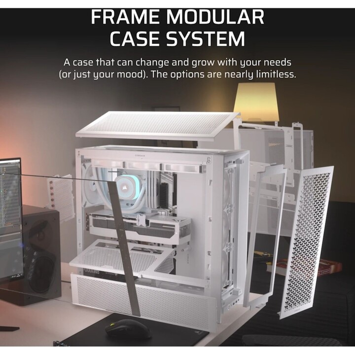 Corsair 4000D Airflow PC Tower, ATX/EATX bianco, vetro temperato, 3 USB-C da 120 mm, senza alimentatore