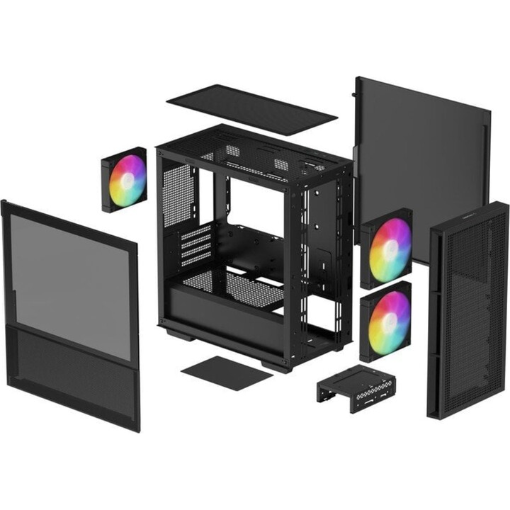 Torre DeepCool CH360 PC com vidro temperado e USB 3.2 - preto
