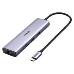 Ugreen 60515 Laptop-Dock und kabelgebundener USB 3.2 Gen 1 (3.1 Gen 1) Typ-C Port-Replikator, Grau