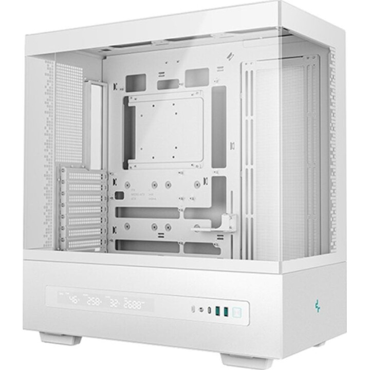 DeepCool CH690 PC Tower ATX bianco con finestra laterale, schermo LCD, USB-C e 8 slot di espansione