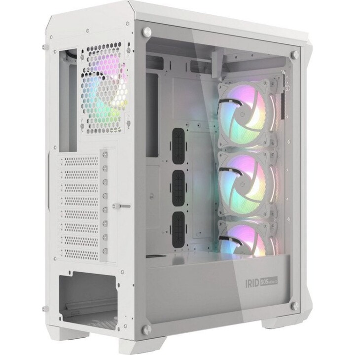 Genesis Irid 505 V2 ARGB Midi Tower PC Tower Gehärtetes Glas USB 3.0 Weiß