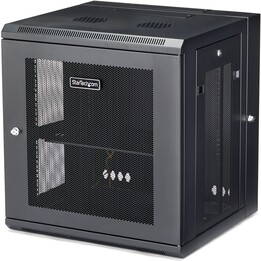 StarTech.com RK12WALHM: Armario de red de montaje en pared de 4 postes 12U, caja con bisagras de 19", profundidad ajustable de 2
