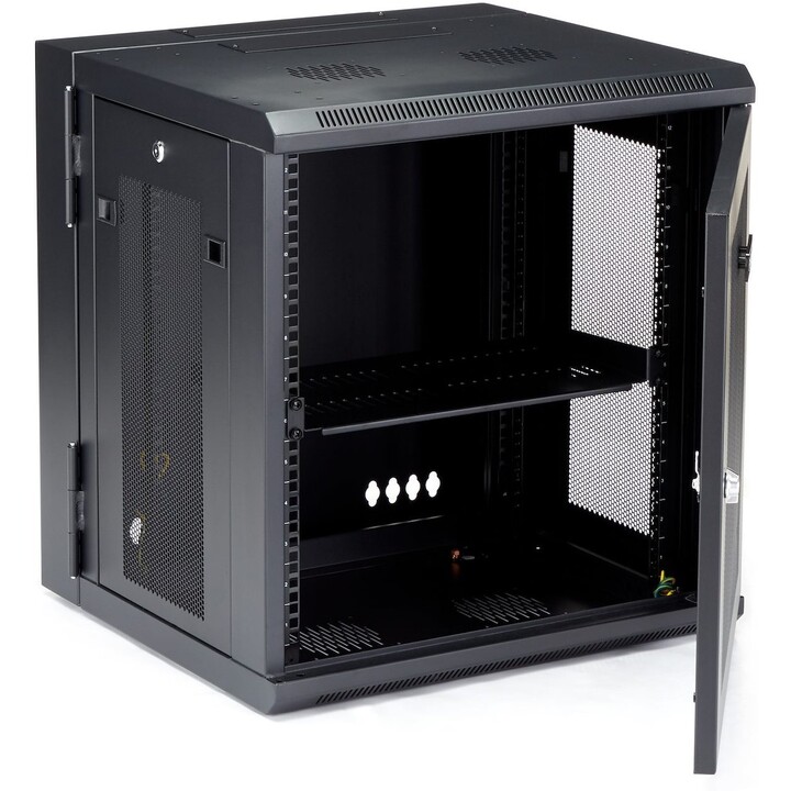 StarTech.com RK12WALHM : Armoire réseau murale 12U à 4 montants, boîtier 19" à charnières, profondeur réglable 2,4-16", capacité
