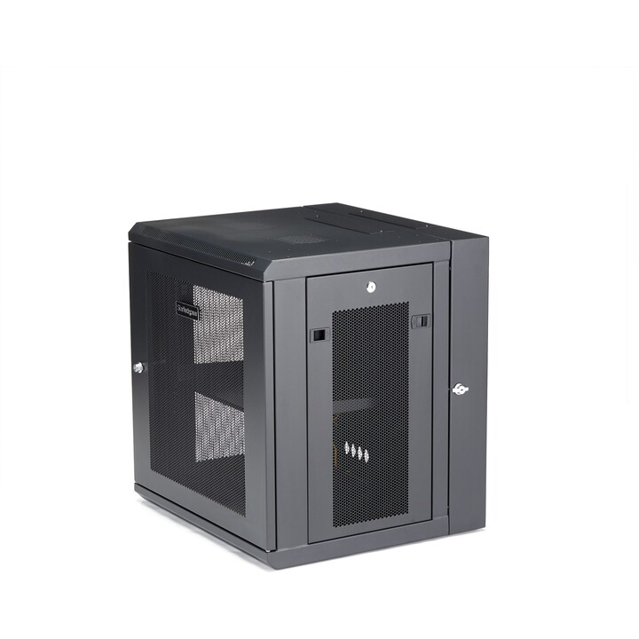 StarTech.com RK12WALHM : Armoire réseau murale 12U à 4 montants, boîtier 19" à charnières, profondeur réglable 2,4-16", capacité