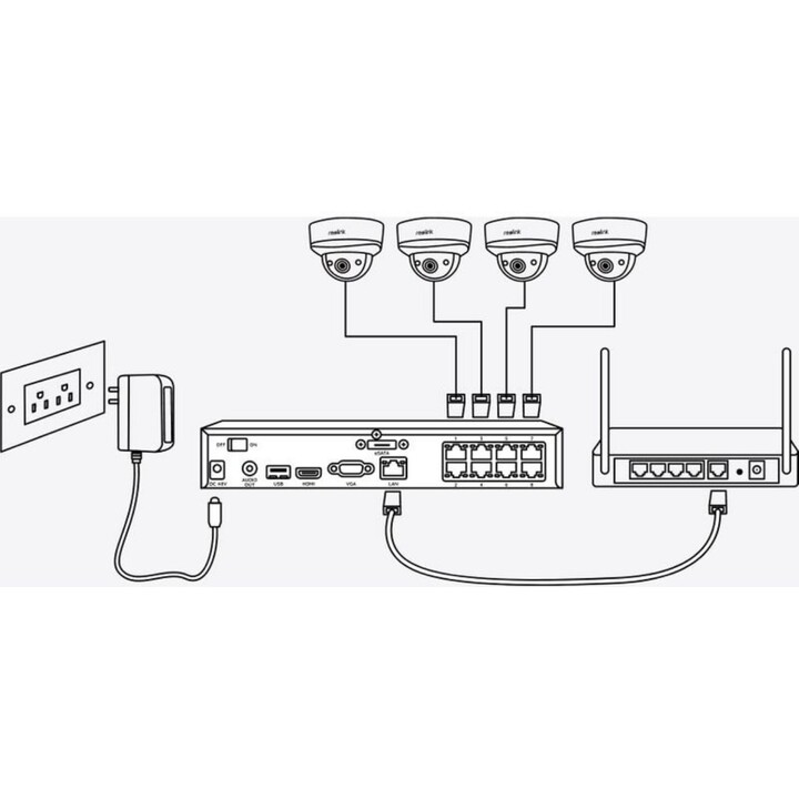 Reolink NVS8-8MB4 (PS4KB01-8): Kit NVR 4K PoE 8CH, 8x telecamere Bullet 8MP, 2TB HDD, rilevamento intelligente di persone/veicol