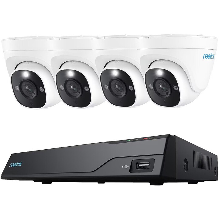 Reolink NVS8-8MD4 (PS4KD01-8) : Kit NVR PoE 4K 8CH, 4x caméras dôme 8MP + 2TB HDD, détection intelligente de personnes/véhicules