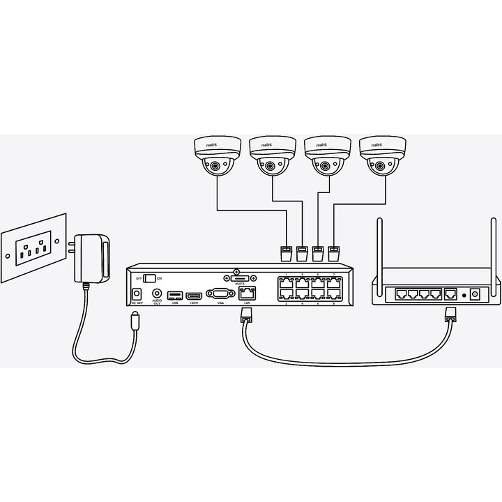 Reolink NVS8-8MD4 (PS4KD01-8): 8CH 4K PoE NVR Kit, 4x 8MP Dome-Kameras + 2TB HDD, Smart Person/Fahrzeug-Erkennung, Farb-Nachtsic