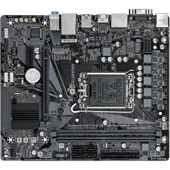 Gigabyte h610m s2h v3 scheda ddr4 (rev. 1.0) intel1700 2ddr4 hdmi pcie4.0 4sata3 usb3.2 matx