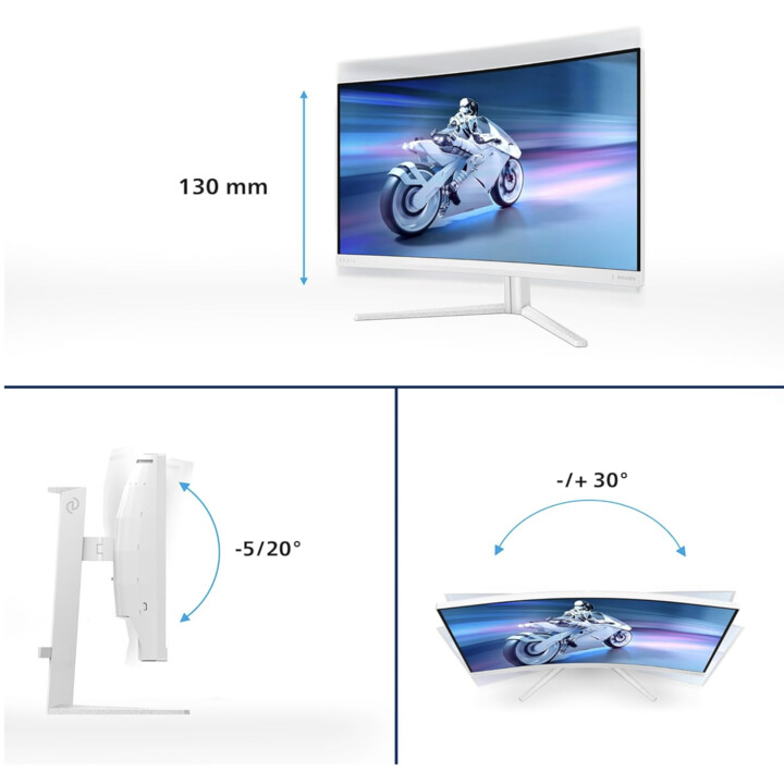 Philips EVNIA 32M2C5501 Moniteur de jeu 32" QHD incurvé, 180Hz, WLED, 1 ms GtG, Fast VA, HDR10, Adaptive Sync, FreeSync Premium,