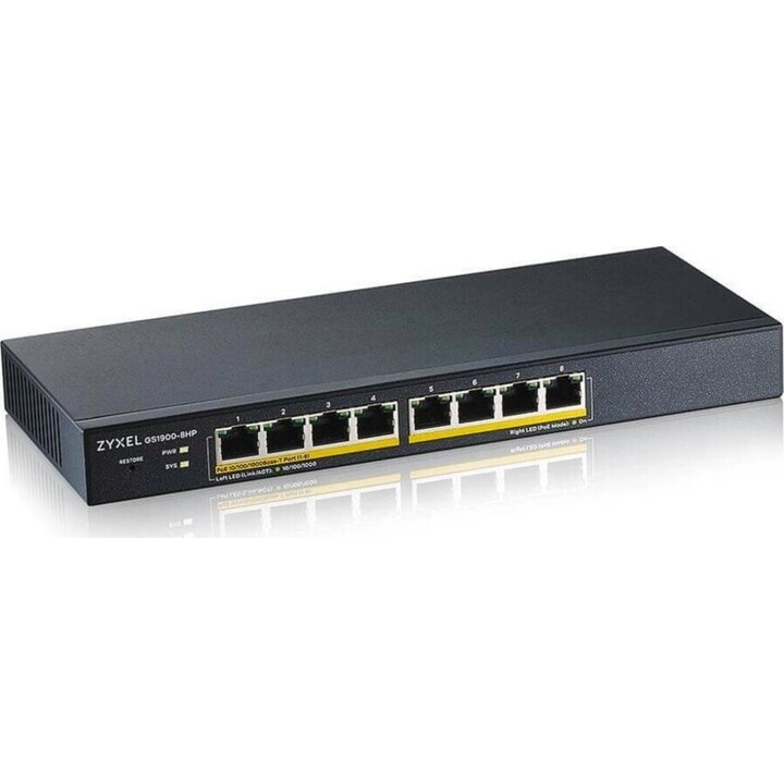 Zyxel GS1900-8HP v3 Managed PoE L2 Gigabit Ethernet (10/100/1000) Power over Ethernet (PoE) Nero