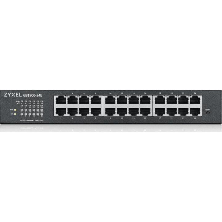 Conmutador Gigabit de 24 puertos Zyxel (GS1900-24E) V3, negro