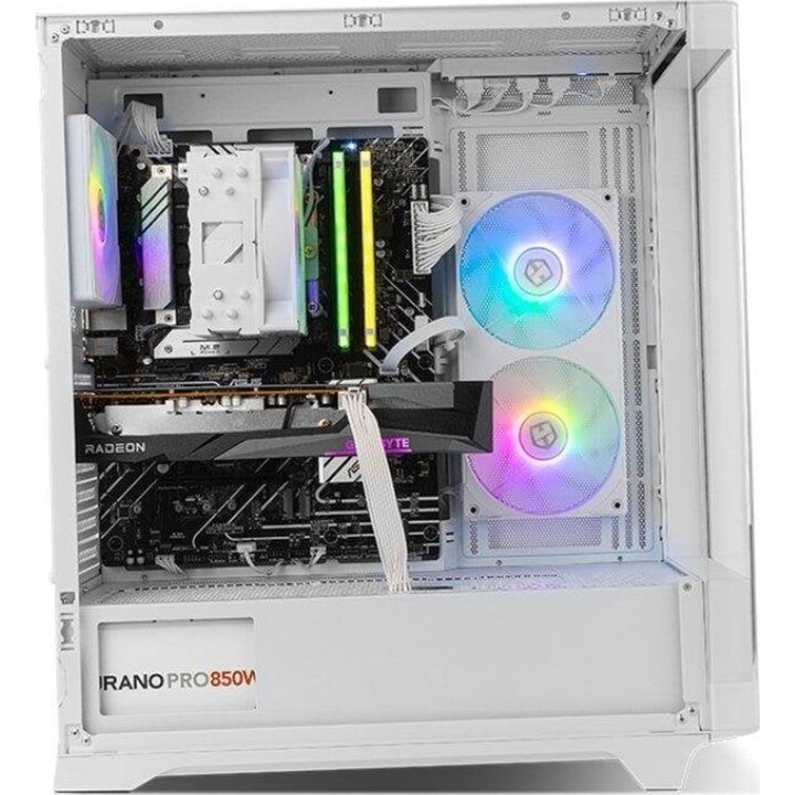 PC-Tower-PC-Gehäuse NOX Hummer ETHER Semi-Tower Gaming Curved Crystal ATX USB-C Weiß