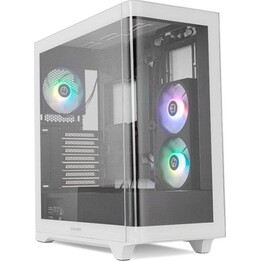 NOX Hummer ETHER PC Tower, Mid-Tower Gaming Case, Curved Glass, ATX, USB-C, White and Black