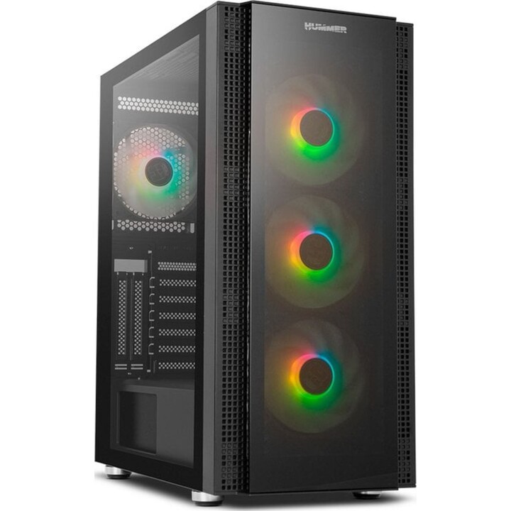 Nox Hummer Horus PC Tower ARGB E-ATX gehärtetes Glas USB 3.0 Schwarz