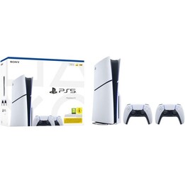 Sony PlayStation 5 Slim Disc Edition + Controlador extra branco + Base de carregamento