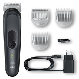 Rasoio per il corpo senza fili Braun BG3350, lunghezza di taglio 0,5-5 mm, 3 pettini fissi, ricaricabile