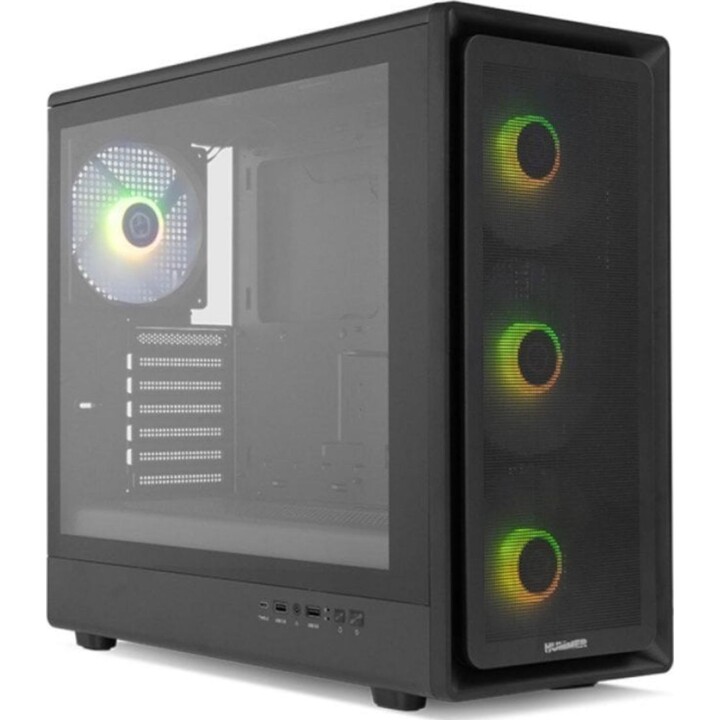 Nox Hummer AERO Hyperflow ARGB Torre PC mid-tower nera con USB-C e vetro temperato