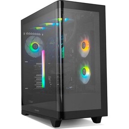 PC Tower PC Case NOX Hummer ETHER Semitower Gaming Curved Crystal ATX USB-C Black